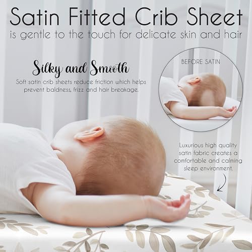 Sweet Jojo Designs Taupe Floral Leaf Crib Sheet 1