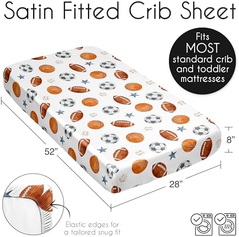 Sweet Jojo Designs Sports Themed Satin Crib Sheet