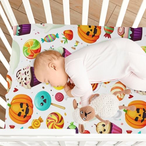 Qilmy Halloween Ghosts Fitted Crib Sheet for Kids