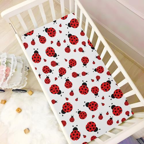 ALAZA Cute Red Ladybug Crib Sheet for Baby