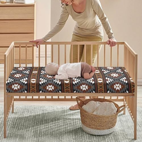 Streeyiu Aztec Themed Fitted Crib Sheet 52x28x8 in