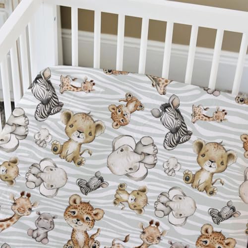 Safari Jungle African Animals Baby Crib Sheet for Boy Girl