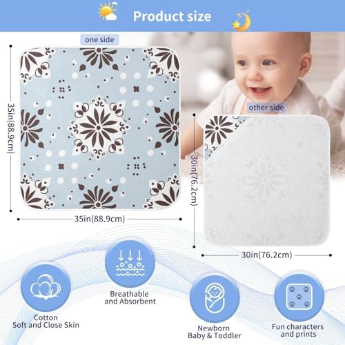 PaChyLuu Snowflake Mandala Baby Hooded Towel 35x35 Inch