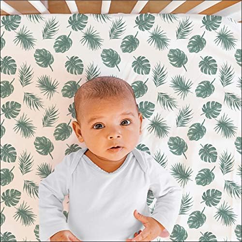 The Peanutshell 2-Pack Fitted Crib Sheets - Leaf n Stripe
