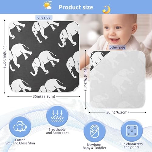 PaChyLuu Elephants Baby Hooded Towel 30x30 Inch Soft Cotton