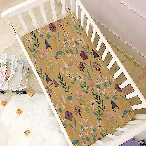 FUGIDOG Mushroom Crib Sheet Soft Breathable Unisex