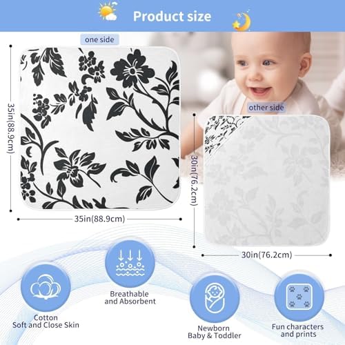 BOESI Graffiti Black Flower Baby Bath Towel 35x35 inches 1