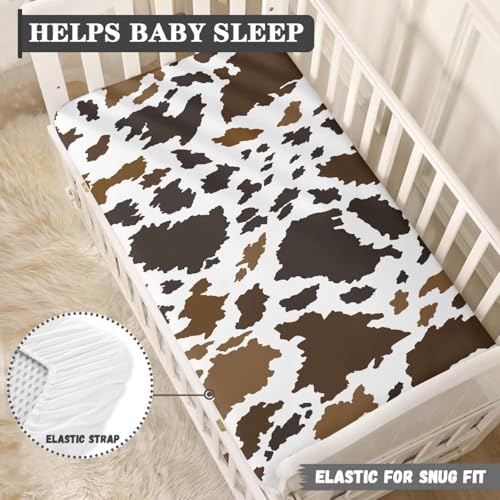 Cow Print Fitted Crib Sheet 28x52 for Toddler Bed