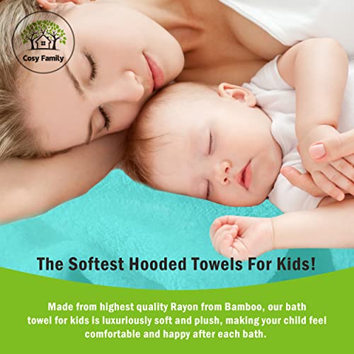 Cosy Family 3 Pack Baby Hooded Towels - Aquamarine