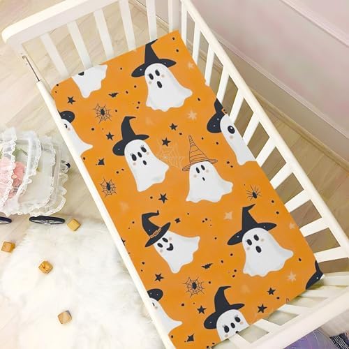 Qilmy Cartoon Ghosts Fitted Crib Sheet Soft Breathable