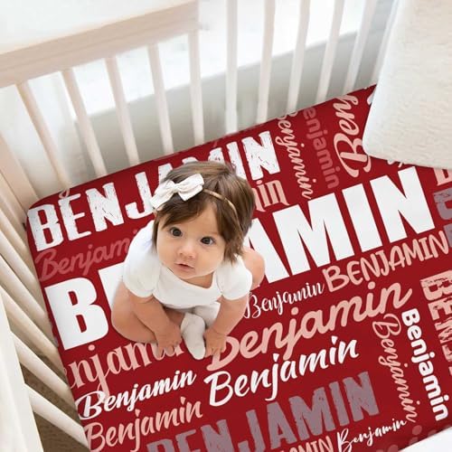 Personalized Baby Crib Sheets with Name Red