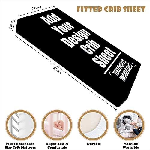 Personalized Fitted Crib Sheets for Baby - Black W28 x L52 x H8