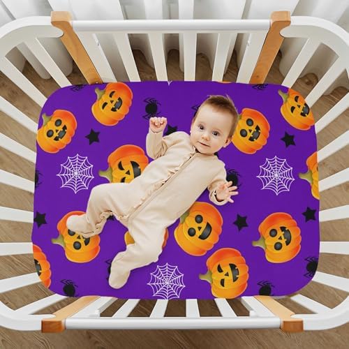 Qilmy Halloween Pumpkins Fitted Crib Sheet for Baby 1