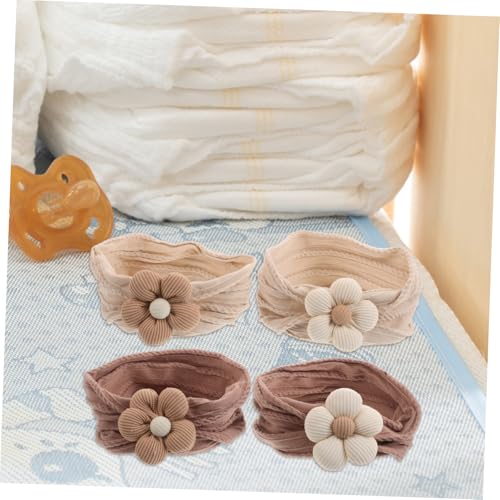 VICASKY 4Pcs Soft Flower Headbands for Newborns and Babies