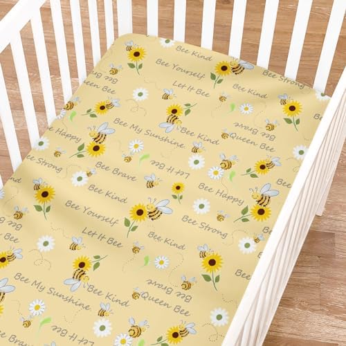 Sweet Bees Honey Sunflowers Daisy Fitted Crib Sheet 52x28