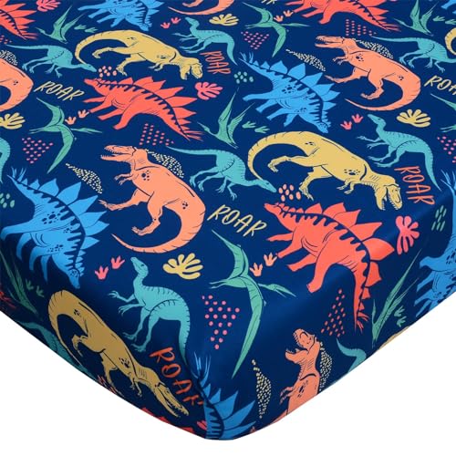 Cloele Dinosaur Crib Sheet for Boys - Navy 1