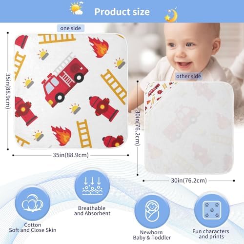 Caikeny Baby Hooded Towel Fire Truck Red 30x30 Inch