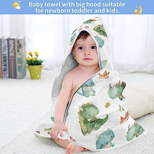 Kigai Cute Dragon Muslin Hooded Baby Towel 1