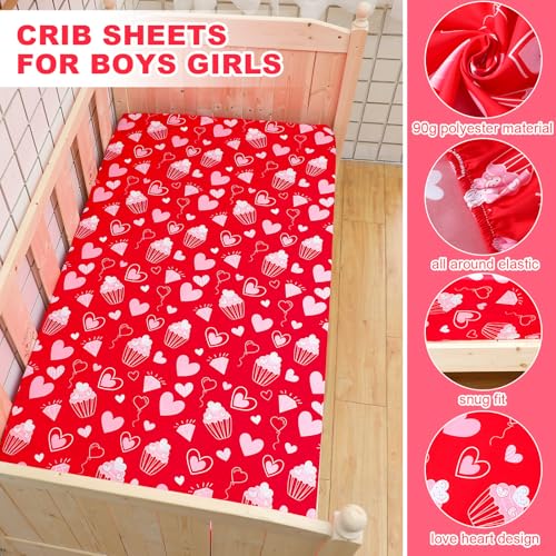 4 Pcs Love Heart Baby Crib Sheets for Boys Girls