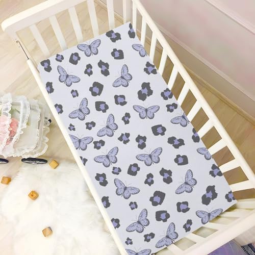 Purple Butterfly Wild Leopard Crib Sheets for Baby