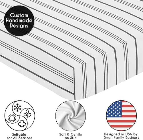Sweet Jojo Designs Fitted Crib Sheet Grey White Striped