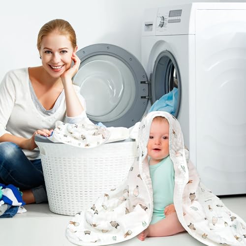 Zainpe 4Pcs Penguin Pattern Muslin Towel Set