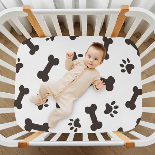 KICPOAY Black Bones Crib Sheets Playard Fitted Stretchy Sheets for Baby