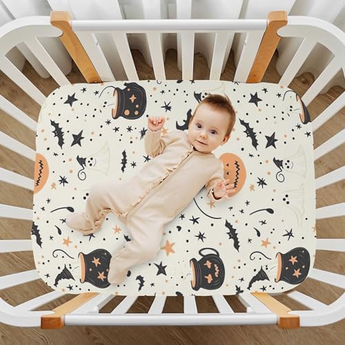 Qilmy Cartoon Witches Ghosts Crib Sheet for Girls and Boys