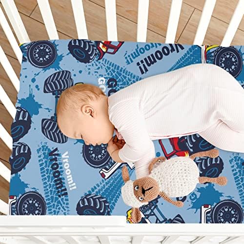UMIRIKO Baby Monster Trucks Crib Sheet 52x28x9in