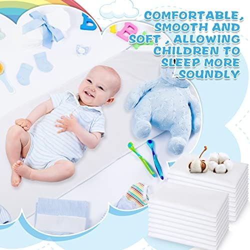 Newwiee 16 Pcs Daycare Cot Sheets 20x48 White Microfiber
