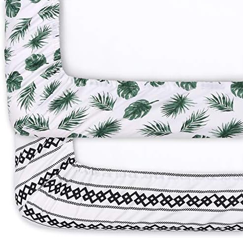 The Peanutshell 2-Pack Fitted Crib Sheets - Leaf n Stripe