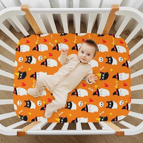 Qilmy Halloween Ghosts Fitted Crib Sheet for Boys and Girls 1