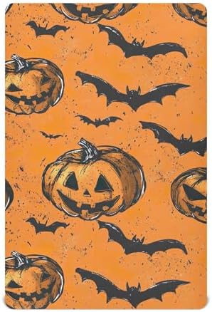 Qilmy Fitted Crib Sheet with Pumpkins and Bats Design
