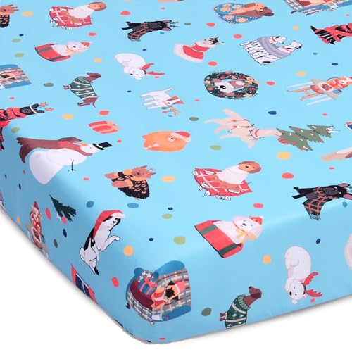 Soft Christmas Dogs Crib Sheet 52x28 Inches Microfiber