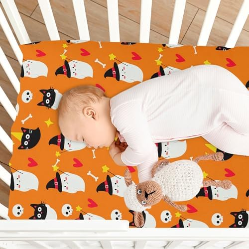 Qilmy Halloween Ghosts Fitted Crib Sheet for Boys and Girls 1
