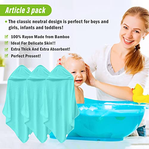 Cosy Family 3 Pack Baby Hooded Towels - Aquamarine