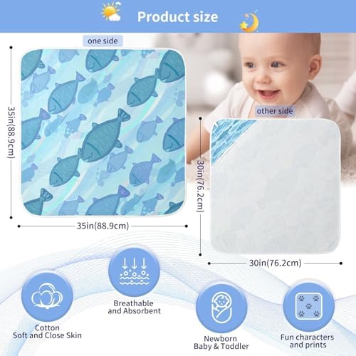Bulletgxll Blue Swimming Fish Baby Hooded Towel