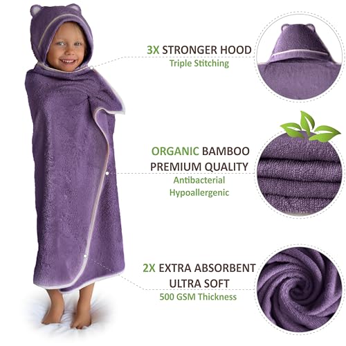 Premium Toddler Towel with Hood - Purple