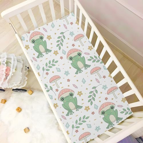 Cute Frog Print Stretchy Crib Sheet Playard Sheet for Baby