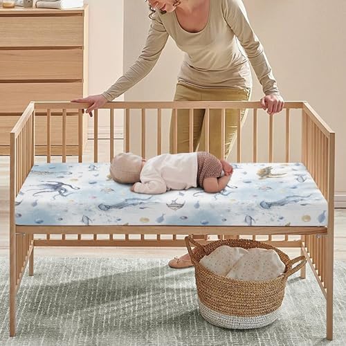 Colorful Underwater Animal Crib Sheet 28x52