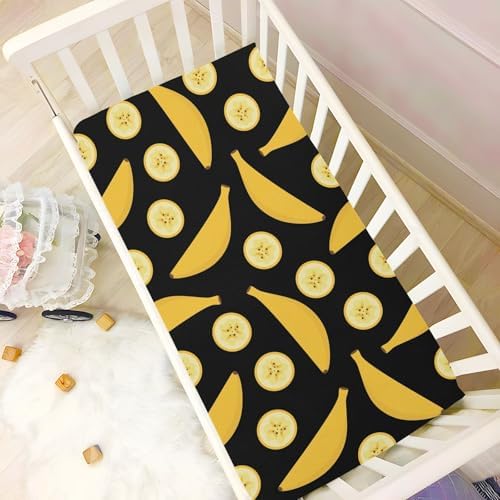 KICPOAY Black Fitted Crib Sheets Stretchy Playard Sheets for Baby Toddler