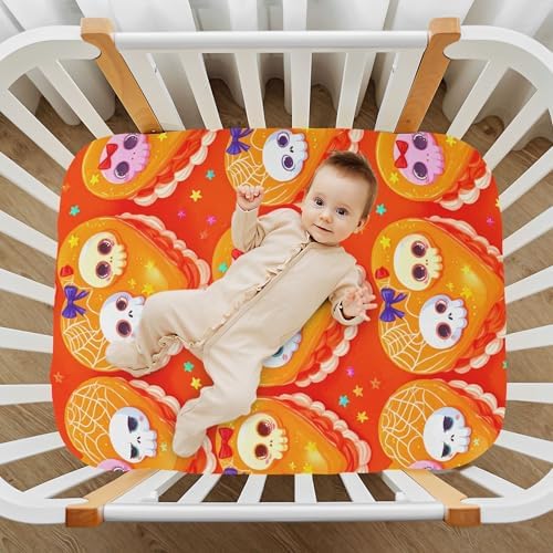 Qilmy Halloween Skull Fitted Crib Sheet for Baby