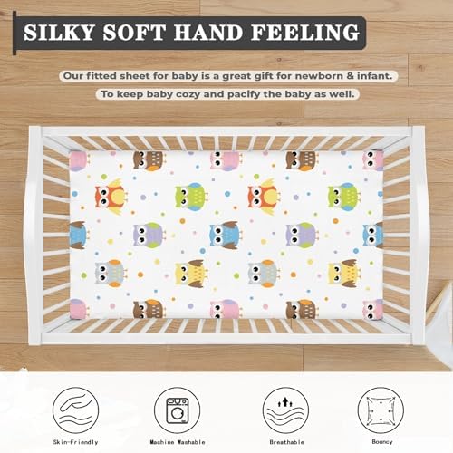 JEPFEIXIA Colorful Owls Crib Sheet 28x52