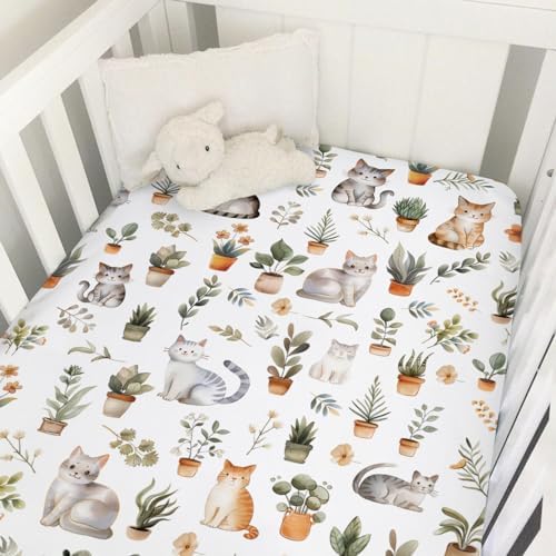 Watercolor Cats Boho Crib Sheet 52x28