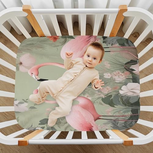 Qilmy Flamingo Crib Sheet Soft and Breathable for Baby