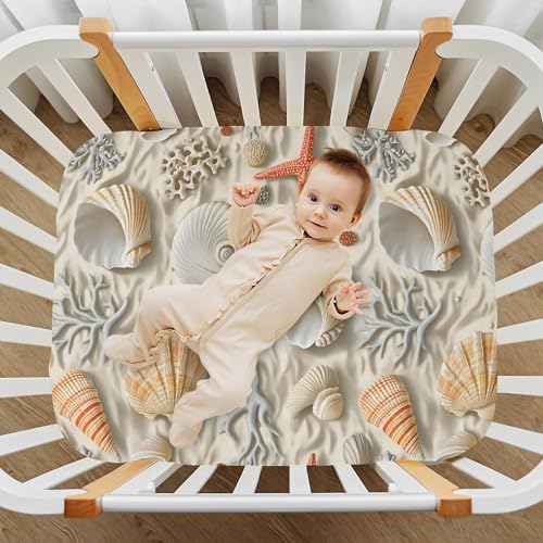Qilmy Seashells Crib Sheet - Soft Breathable for Baby