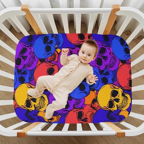 Qilmy Halloween Skull Fitted Crib Sheet Soft Baby Bedding