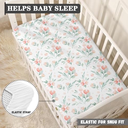 Floral Pattern Fitted Crib Sheet for Baby Mattress 28x52