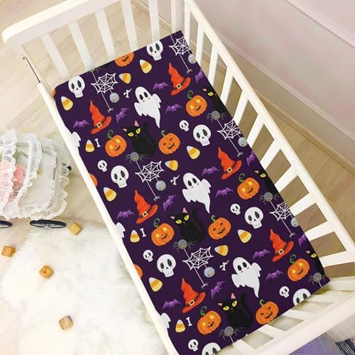 Qilmy Halloween Crib Sheet for Baby Playard and Toddler Bed