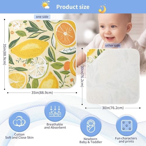 PaChyLuu Lemon Orange Pattern Baby Hooded Towel 30x30 Inch
